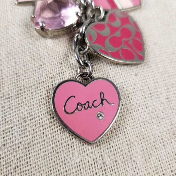 Coach BCA Breast Cancer Awareness Pink Multi Mix Crystal Enamel Keychain Charms - Picture 9 of 16